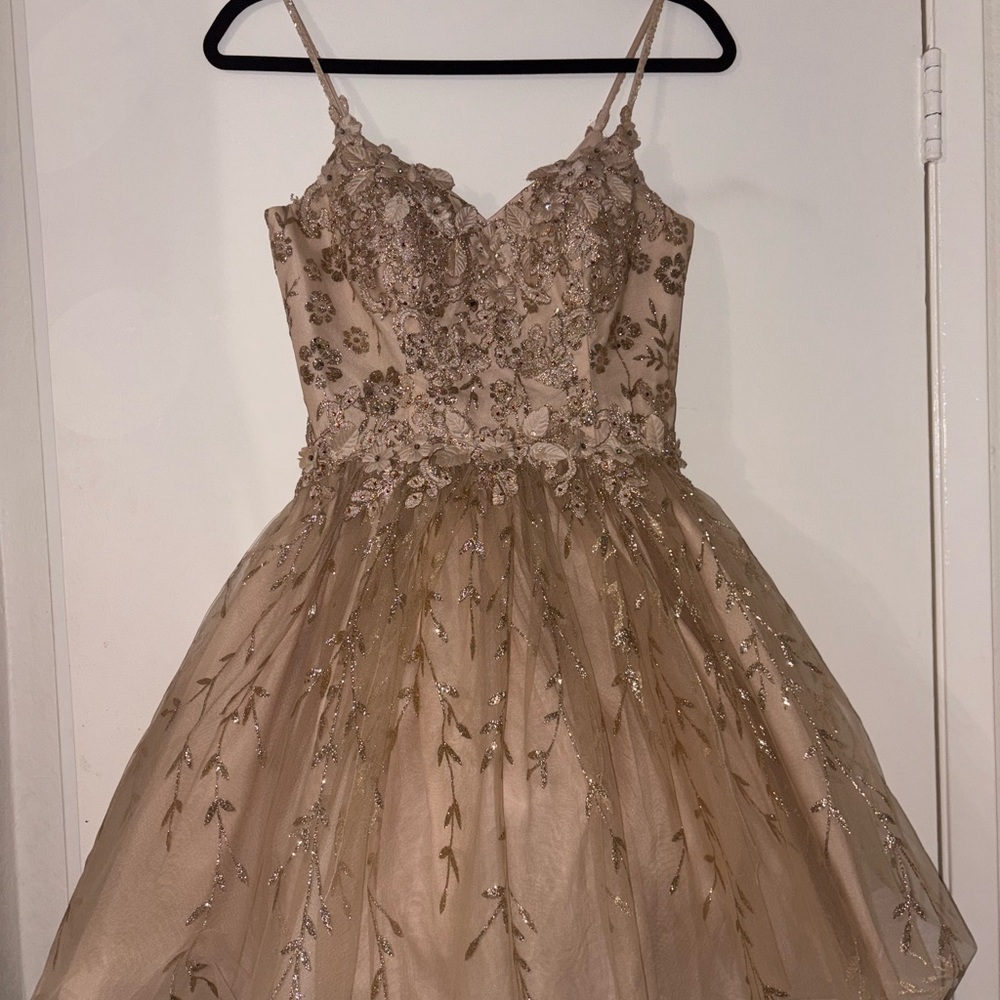 Dancing Queen Cream Tan A-line Prom Dress